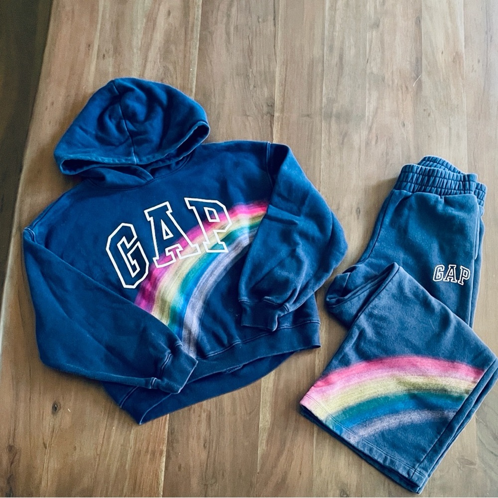 GAP Navy Rainbow hoodie and sweats set size 12